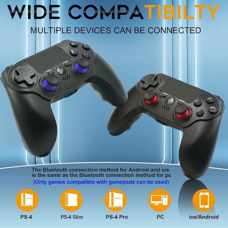 CNH 2 Pack Wireless Controller for PS4，Compatible with PS4/Slim/Pro/PC，Double Shock 6-Axis Motion Sensor，Built-in Speaker & Headphone Jack - Image 2